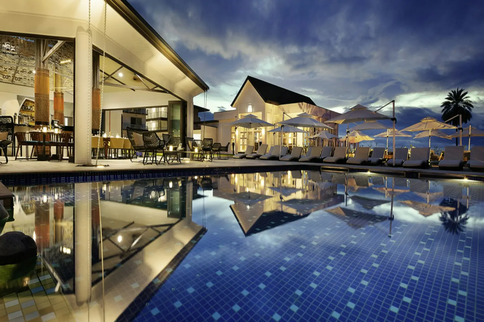 A coastal resort seen from above
